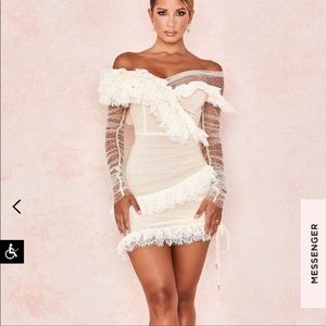 House of CB Sorrel IVORY LACE FRILL MINI DRESS